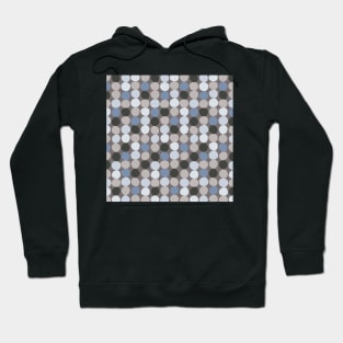 Midcentury Modern Dots - Blue and Charcoal Gray Palette Hoodie